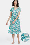 Zivame Blotched Bloom Woven Mid Length Nightdress - Florida Key — thumbnail 1
